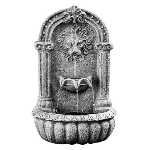 Darrahopens Home & Garden > Fountains > Fountains & Ponds PROTEGE Lion Head Solar Powered Water Feature Fountain, Traditional Design, with Panel Kit, LED Lights