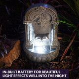 Darrahopens Home & Garden > Fountains > Fountains & Ponds PROTEGE Lion Head Solar Powered Water Feature Fountain, Traditional Design, with Panel Kit, LED Lights