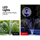 Darrahopens Home & Garden > Fountains Gardeon Solar Pond Pump with Battery LED Lights 4.4FT