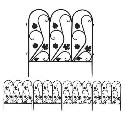 Darrahopens Home & Garden > Garden Beds > Garden Beds & Planters 5-Piece Decorative Garden Fence Black Metal Wire Patio