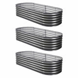 Darrahopens Home & Garden > Garden Beds > Garden Beds & Planters Green Fingers 3 Pcs Raised Garden Bed Kit Oval Galvanized Steel Planter Boxes 160x80x42cm, Heavy Duty Metal Elevated Garden Bed for Vegetables Flowers Herbs, with Safety Edging, Gloves & Pegs Included