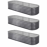 Darrahopens Home & Garden > Garden Beds > Garden Beds & Planters Green Fingers 3 Pcs Raised Garden Bed Kit Oval Galvanized Steel Planter Boxes 240x80x42cm, Heavy Duty Metal Elevated Garden Bed for Vegetables Flowers Herbs, with Safety Edging, Gloves & Pegs Included