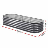 Darrahopens Home & Garden > Garden Beds > Garden Beds & Planters Green Fingers 3 Pcs Raised Garden Bed Kit Oval Galvanized Steel Planter Boxes 240x80x42cm, Heavy Duty Metal Elevated Garden Bed for Vegetables Flowers Herbs, with Safety Edging, Gloves & Pegs Included