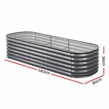 Darrahopens Home & Garden > Garden Beds > Garden Beds & Planters Green Fingers 3 Pcs Raised Garden Bed Kit Oval Galvanized Steel Planter Boxes 240x80x56cm, Heavy Duty Metal Elevated Garden Bed for Vegetables Flowers Herbs, with Safety Edging, Gloves & Pegs Included