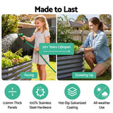 Darrahopens Home & Garden > Garden Beds > Garden Beds & Planters Green Fingers 3 Pcs Raised Garden Bed Kit Oval Galvanized Steel Planter Boxes 240x80x56cm, Heavy Duty Metal Elevated Garden Bed for Vegetables Flowers Herbs, with Safety Edging, Gloves & Pegs Included