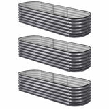 Darrahopens Home & Garden > Garden Beds > Garden Beds & Planters Green Fingers 3 Pcs Raised Garden Bed Kit Oval Galvanized Steel Planter Boxes 240x80x56cm, Heavy Duty Metal Elevated Garden Bed for Vegetables Flowers Herbs, with Safety Edging, Gloves & Pegs Included