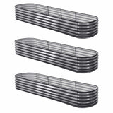 Darrahopens Home & Garden > Garden Beds > Garden Beds & Planters Green Fingers 3 Pcs Raised Garden Bed Kit Oval Galvanized Steel Planter Boxes 320x80x42cm, Heavy Duty Metal Elevated Garden Bed for Vegetables Flowers Herbs, with Safety Edging, Gloves & Pegs Included