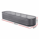 Darrahopens Home & Garden > Garden Beds > Garden Beds & Planters Green Fingers 3 Pcs Raised Garden Bed Kit Oval Galvanized Steel Planter Boxes 320x80x56cm, Heavy Duty Metal Elevated Garden Bed for Vegetables Flowers Herbs, with Safety Edging, Gloves & Pegs Included