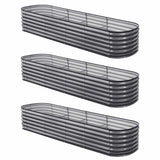 Darrahopens Home & Garden > Garden Beds > Garden Beds & Planters Green Fingers 3 Pcs Raised Garden Bed Kit Oval Galvanized Steel Planter Boxes 320x80x56cm, Heavy Duty Metal Elevated Garden Bed for Vegetables Flowers Herbs, with Safety Edging, Gloves & Pegs Included