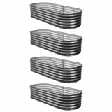 Darrahopens Home & Garden > Garden Beds > Garden Beds & Planters Green Fingers 4 Pcs Raised Garden Bed Kit Oval Galvanized Steel Planter Boxes 160x80x42cm, Heavy Duty Metal Elevated Garden Bed for Vegetables Flowers Herbs, with Safety Edging, Gloves & Pegs Included