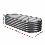 Darrahopens Home & Garden > Garden Beds > Garden Beds & Planters Green Fingers 4 Pcs Raised Garden Bed Kit Oval Galvanized Steel Planter Boxes 160x80x42cm, Heavy Duty Metal Elevated Garden Bed for Vegetables Flowers Herbs, with Safety Edging, Gloves & Pegs Included