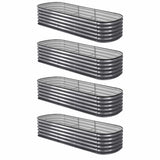 Darrahopens Home & Garden > Garden Beds > Garden Beds & Planters Green Fingers 4 Pcs Raised Garden Bed Kit Oval Galvanized Steel Planter Boxes 240x80x42cm, Heavy Duty Metal Elevated Garden Bed for Vegetables Flowers Herbs, with Safety Edging, Gloves & Pegs Included