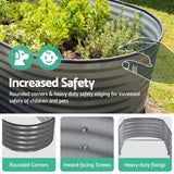 Darrahopens Home & Garden > Garden Beds > Garden Beds & Planters Green Fingers 4 Pcs Raised Garden Bed Kit Oval Galvanized Steel Planter Boxes 240x80x56cm, Heavy Duty Metal Elevated Garden Bed for Vegetables Flowers Herbs, with Safety Edging, Gloves & Pegs Included