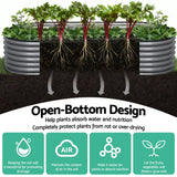 Darrahopens Home & Garden > Garden Beds > Garden Beds & Planters Green Fingers 4 Pcs Raised Garden Bed Kit Oval Galvanized Steel Planter Boxes 240x80x56cm, Heavy Duty Metal Elevated Garden Bed for Vegetables Flowers Herbs, with Safety Edging, Gloves & Pegs Included