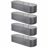 Darrahopens Home & Garden > Garden Beds > Garden Beds & Planters Green Fingers 4 Pcs Raised Garden Bed Kit Oval Galvanized Steel Planter Boxes 240x80x56cm, Heavy Duty Metal Elevated Garden Bed for Vegetables Flowers Herbs, with Safety Edging, Gloves & Pegs Included