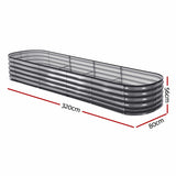 Darrahopens Home & Garden > Garden Beds > Garden Beds & Planters Green Fingers 4 Pcs Raised Garden Bed Kit Oval Galvanized Steel Planter Boxes 320x80x42cm, Heavy Duty Metal Elevated Garden Bed for Vegetables Flowers Herbs, with Safety Edging, Gloves & Pegs Included