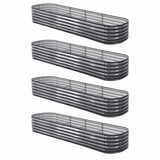 Darrahopens Home & Garden > Garden Beds > Garden Beds & Planters Green Fingers 4 Pcs Raised Garden Bed Kit Oval Galvanized Steel Planter Boxes 320x80x42cm, Heavy Duty Metal Elevated Garden Bed for Vegetables Flowers Herbs, with Safety Edging, Gloves & Pegs Included