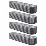 Darrahopens Home & Garden > Garden Beds > Garden Beds & Planters Green Fingers 4 Pcs Raised Garden Bed Kit Oval Galvanized Steel Planter Boxes 320x80x56cm, Heavy Duty Metal Elevated Garden Bed for Vegetables Flowers Herbs, with Safety Edging, Gloves & Pegs Included