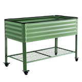 Darrahopens Home & Garden > Garden Beds > Garden Beds & Planters Green Fingers Elevated Raised Garden Bed Kit Mobile w/ Locking Wheels & Storage Shelf 100KG Max Load 115x60x81cm | Galvanized Steel, Portable Green Organizer for Seniors, Patio, Balcony, Vegetables