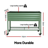 Darrahopens Home & Garden > Garden Beds > Garden Beds & Planters Green Fingers Elevated Raised Garden Bed Kit Mobile w/ Locking Wheels & Storage Shelf 100KG Max Load 115x60x81cm | Galvanized Steel, Portable Green Organizer for Seniors, Patio, Balcony, Vegetables