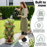 Darrahopens Home & Garden > Garden Beds > Garden Beds & Planters Green Fingers Garden Bed 5 Tier Vertical Garden Grey Strawberry Stackable Planters Herb Petunias Tan
