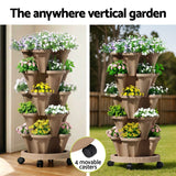 Darrahopens Home & Garden > Garden Beds > Garden Beds & Planters Green Fingers Garden Bed 5 Tier Vertical Garden Grey Strawberry Stackable Planters Herb Petunias Tan