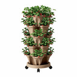 Darrahopens Home & Garden > Garden Beds > Garden Beds & Planters Green Fingers Garden Bed 5 Tier Vertical Garden Grey Strawberry Stackable Planters Herb Petunias Tan