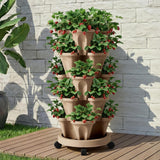 Darrahopens Home & Garden > Garden Beds > Garden Beds & Planters Green Fingers Garden Bed 5 Tier Vertical Garden Grey Strawberry Stackable Planters Herb Petunias Tan