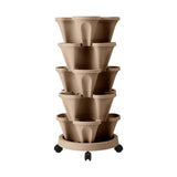 Darrahopens Home & Garden > Garden Beds > Garden Beds & Planters Green Fingers Garden Bed 5 Tier Vertical Garden Grey Strawberry Stackable Planters Herb Petunias Tan