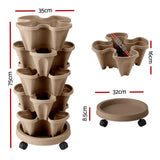 Darrahopens Home & Garden > Garden Beds > Garden Beds & Planters Green Fingers Garden Bed 5 Tier Vertical Garden Grey Strawberry Stackable Planters Herb Petunias Tan