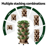 Darrahopens Home & Garden > Garden Beds > Garden Beds & Planters Green Fingers Garden Bed 5 Tier Vertical Garden Grey Strawberry Stackable Planters Herb Petunias Tan
