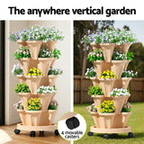 Darrahopens Home & Garden > Garden Beds > Garden Beds & Planters Green Fingers Garden Bed 5 Tier Vertical Garden Grey Strawberry Stackable Planters Herbs Beige