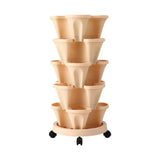 Darrahopens Home & Garden > Garden Beds > Garden Beds & Planters Green Fingers Garden Bed 5 Tier Vertical Garden Grey Strawberry Stackable Planters Herbs Beige