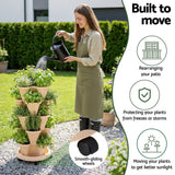 Darrahopens Home & Garden > Garden Beds > Garden Beds & Planters Green Fingers Garden Bed 5 Tier Vertical Garden Grey Strawberry Stackable Planters Herbs Beige