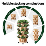 Darrahopens Home & Garden > Garden Beds > Garden Beds & Planters Green Fingers Garden Bed 5 Tier Vertical Garden Grey Strawberry Stackable Planters Herbs Beige