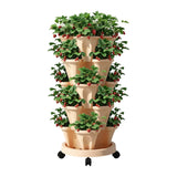 Darrahopens Home & Garden > Garden Beds > Garden Beds & Planters Green Fingers Garden Bed 5 Tier Vertical Garden Grey Strawberry Stackable Planters Herbs Beige