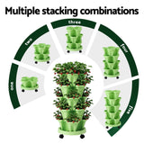Darrahopens Home & Garden > Garden Beds > Garden Beds & Planters Green Fingers Garden Bed 5 Tier Vertical Garden Grey Strawberry Stackable Planters Herbs Light Green