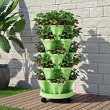 Darrahopens Home & Garden > Garden Beds > Garden Beds & Planters Green Fingers Garden Bed 5 Tier Vertical Garden Grey Strawberry Stackable Planters Herbs Light Green