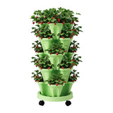 Darrahopens Home & Garden > Garden Beds > Garden Beds & Planters Green Fingers Garden Bed 5 Tier Vertical Garden Grey Strawberry Stackable Planters Herbs Light Green