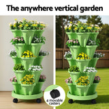 Darrahopens Home & Garden > Garden Beds > Garden Beds & Planters Green Fingers Garden Bed 5 Tier Vertical Garden Grey Strawberry Stackable Planters Herbs Light Green