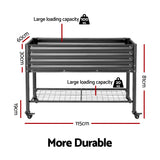 Darrahopens Home & Garden > Garden Beds > Garden Beds & Planters Green Fingers Mobile Raised Garden Bed With Wheels Storage Shelf 81cm Height for Vegetables Herb Charcoal