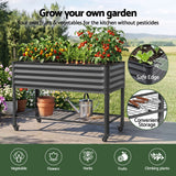 Darrahopens Home & Garden > Garden Beds > Garden Beds & Planters Green Fingers Mobile Raised Garden Bed With Wheels Storage Shelf 81cm Height for Vegetables Herb Charcoal