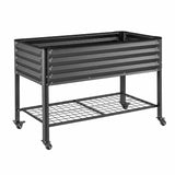Darrahopens Home & Garden > Garden Beds > Garden Beds & Planters Green Fingers Mobile Raised Garden Bed With Wheels Storage Shelf 81cm Height for Vegetables Herb Charcoal