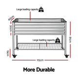Darrahopens Home & Garden > Garden Beds > Garden Beds & Planters Green Fingers Mobile Raised Garden Bed with Wheels Storage Shelf 81cm Height for Vegetables Herb Silver
