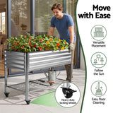 Darrahopens Home & Garden > Garden Beds > Garden Beds & Planters Green Fingers Mobile Raised Garden Bed with Wheels Storage Shelf 81cm Height for Vegetables Herb Silver