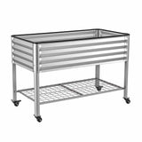 Darrahopens Home & Garden > Garden Beds > Garden Beds & Planters Green Fingers Mobile Raised Garden Bed with Wheels Storage Shelf 81cm Height for Vegetables Herb Silver