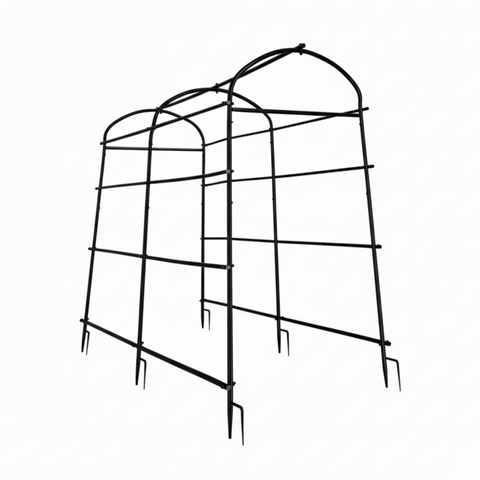 Darrahopens Home & Garden > Garden Beds > Garden Beds & Planters P&P Black & Green U-Frame Metal Garden Trellis with Nylon Netting Heavy Duty Plant Support Size XL