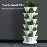 Darrahopens Home & Garden > Garden Beds > Garden Beds & Planters Pink 3-Tier Stackable Strawberry & Vegetable Planter with Mobile Wheel Tray - Space-Saving Vertical Gardening System