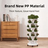 Darrahopens Home & Garden > Garden Beds > Garden Beds & Planters White 3-Tier Stackable Strawberry & Vegetable Planter with Mobile Wheel Tray - Space-Saving Vertical Gardening System