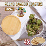 Darrahopens Home & Garden > Garden Beds > Grow Bags 4x Round Bamboo Wooden Coaster Tea Coffee Drink Holders Pallet Beverage Mat Pad
